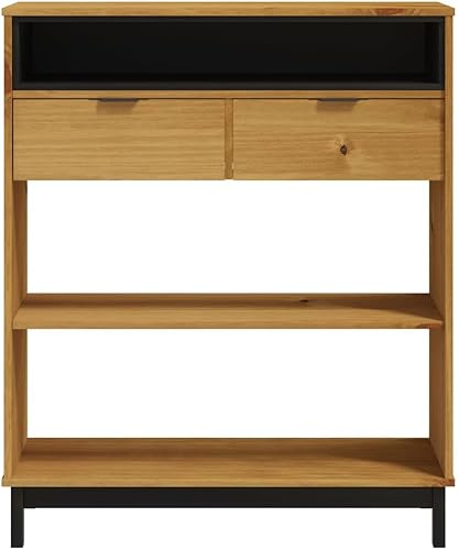 Miniatura 5 de Brown Pine Bar Table 36.2x17.7in Counter Height with 3 Shelves Dining Kitchen