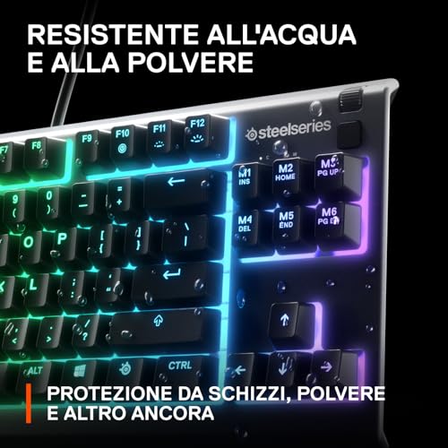 Apex 3 TKL, RGB tastiera da gaming , Fattore di forma compatto senza tastierino numerico studiato per gli eSport, Illuminazione RGB a 8 zone, Layout QWERTZ tedesco - Tastiera gaming - Immagine 4