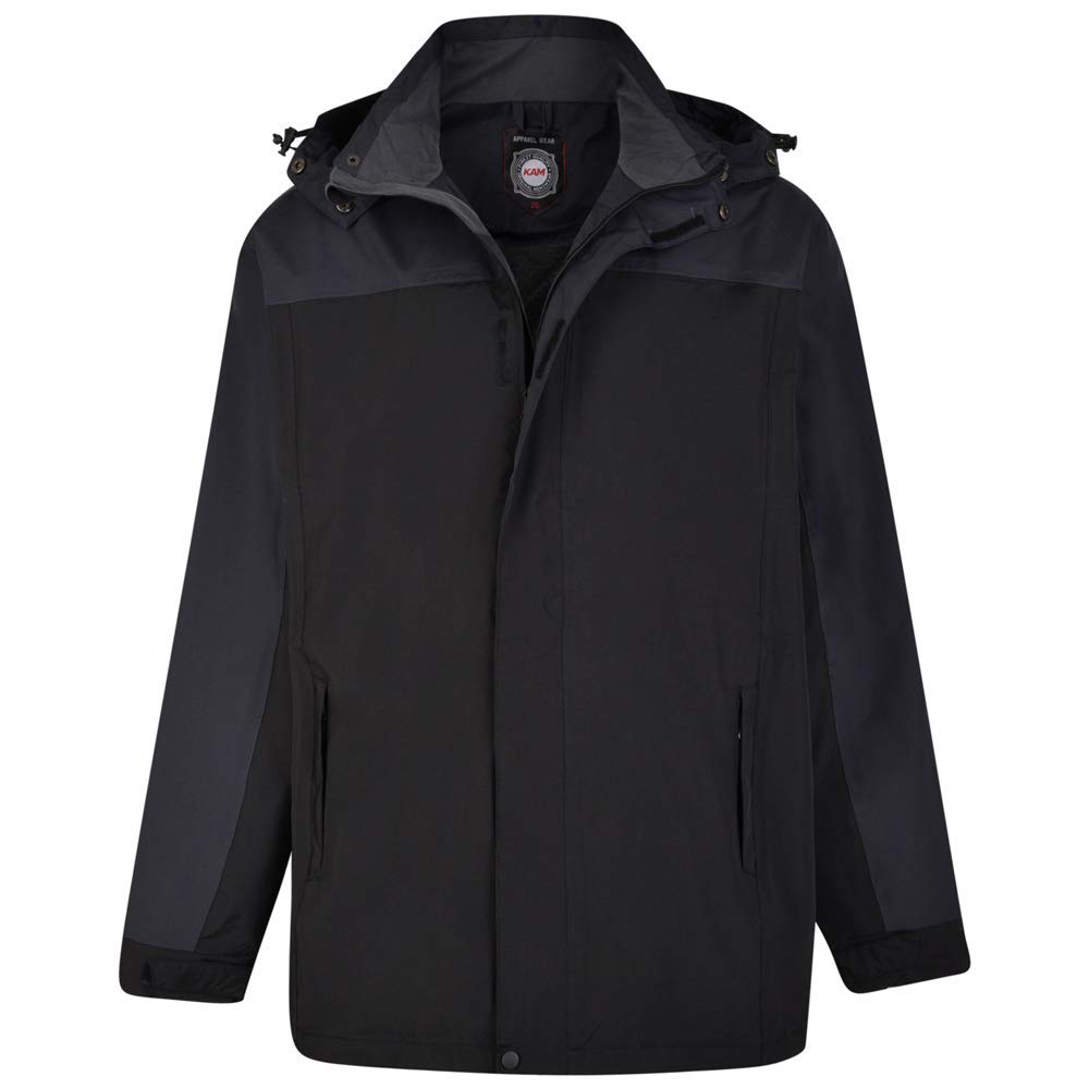 Kam Men's Contrast Waterproof Jacket (439) in Black in 5XL