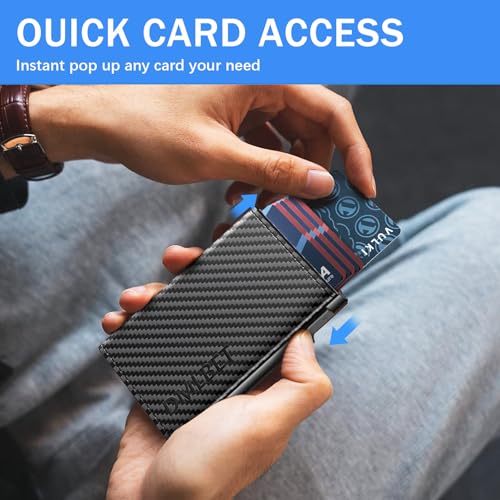Credit Card Holder RFID Blocking Pop Up Aluminum Men Card Wallet 12+ Cards with ID Window, Cash Slot,Magnetic Closure Father's Day Gifts4