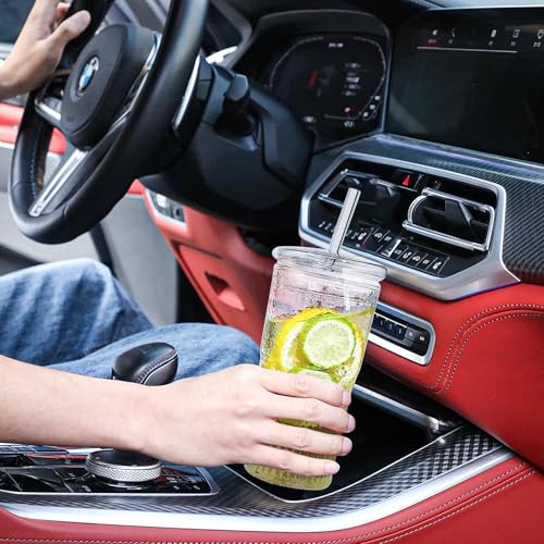 Iced Coffee Cup, 2 Pack 20Oz/600ml Clear Glasses Cups with Lids and Glass Straws Drinking Glasses for Juice, Coffee,Cocktail,Soda,Milk,Ice Water, Cold or Hot Drinks - Image 6