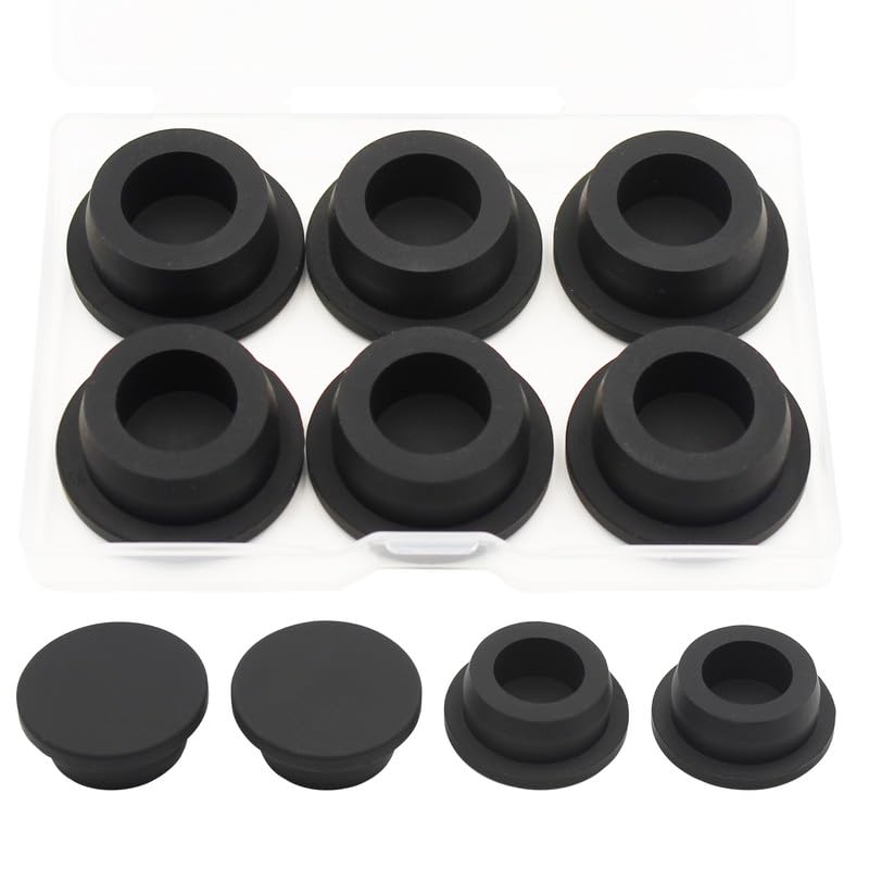 T-Shaped Silicone Rubber Hole Plug 26 mm/1 in Soft Flexible Rubber Stopper Tube End Cap Cover Waterproof Sealing Hole Plugs for Bottles Pipes, Black, 6 Pcs