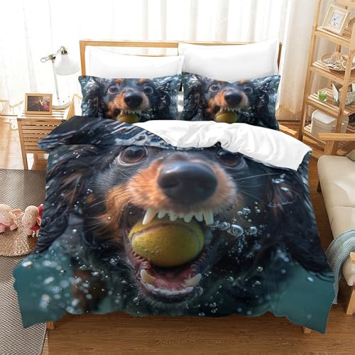 Housse de couette Rottweiler 3D en microfibre premium parure de lit king-size - 2