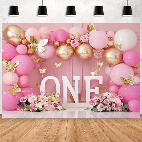 Backdrop para primera fiesta de niña 7x5ft rojo miniatura 1