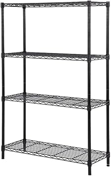 4 Tier Black Epoxy Wire Shelving Kit | NSF Commercial Storage Rack Unit 14" Deep x 48" Wide x 74" High