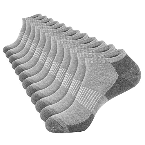 COOPLUS 12 Pack Mens Cushioned Ankle Socks Low Cut Breathable Casual Socks (Shoe Size 6-12)