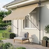 pro.tec Toldo Retráctil Stem Toldos Exterior Terraza Balcón Ajustable en Altura Manual Resistente Protector de Sol Sin Taladrar Acero/Poliéster 150 x 120 x 220-309 cm - Color Arena