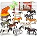 KarberDark 95 Pcs Small Animal Toys, Assorted Mini Ocean, Zoo, Farm, Dinosaur, Insect, Dog and Horse Figure, Little Plastic Animals Figurine for Easter, Sensory Bin Stuffers, Birthday Gifts,Kid 3-5