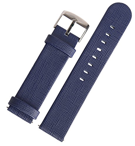 Preisvergleich Produktbild SWISS REIMAGINED Schmales Uhrenarmband Saffiano Kalbsleder Edelstahlschließe - Marineblau 22mm