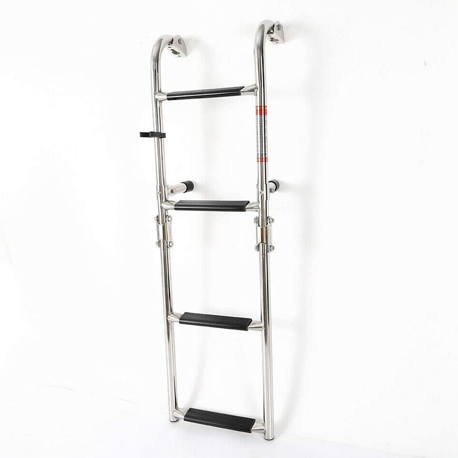 Échelle de bateau à 4 marches en acier inoxydable Échelle marine télescopique avec marche antidérapante, échelle de bain pliable pour bateaux, camping-car, yacht, piscine, pont, charge 200 kg/440 lb