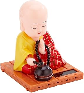 VICASKY Ornaments Bobbleheads for Car Dashboard Miniature Monk Statues Solar Bobblehead Figures Home Decor Buddha Dancing Toys Desk Topper Solar Statuette Plastic Household
