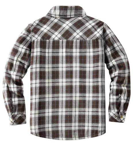 Image of Men's Sherpa Cotton Flannel Shirt Jacket Plaid Button Coat Pocket