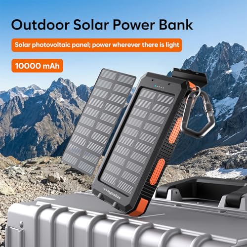 Image of Outdoor 10000mAh Solar Power Bank with Fast Charging and Dual LED Flashlight
