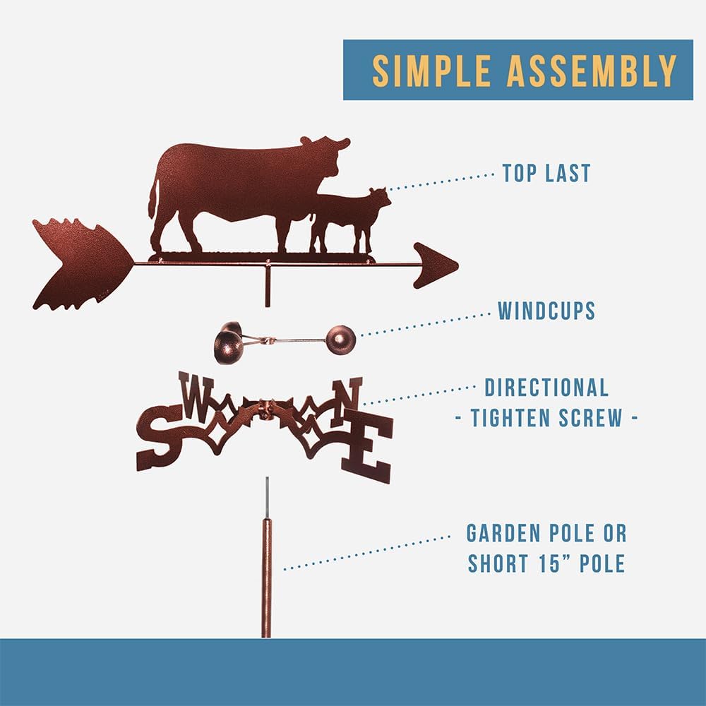 SWEN Products Cow and Calf Weathervane (Roof Mount Included)