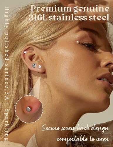 SAILIMUE 8Pair Hypoallergenic 14K Gold Plated Flat Back Earrings for Women - image 2