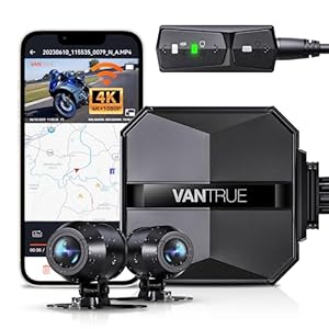VANTRUE F1 Motorcycle Camera 4K Front and Rear 5GHz WiFi GPS HDR Waterproof, Dual Motorbike Motorcycle Dash Cam Dustproof, Motorbike Camera Dual Lens 160 Wide Anlge, 24H Parking Mode, 512GB Max