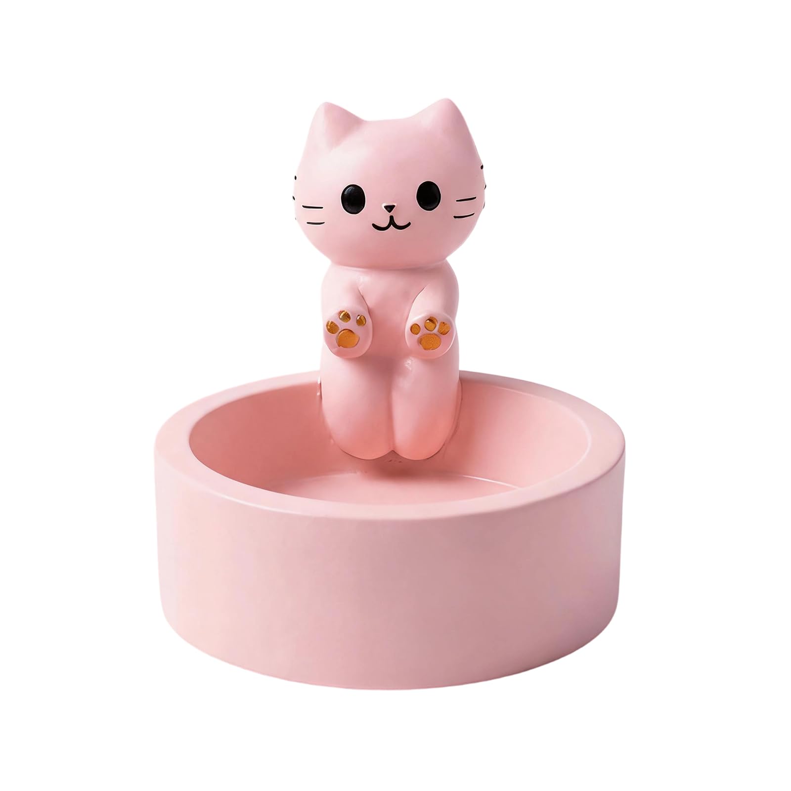 alloneslife Jewelry Holder Resin Catchall Tray with Sculpted Kitten Accent, Small Organizer for Vanity Dresser Tabletop Home Decor Accent Trinket Tray Jewelry Holder Resin Catchall Organizer Vanity