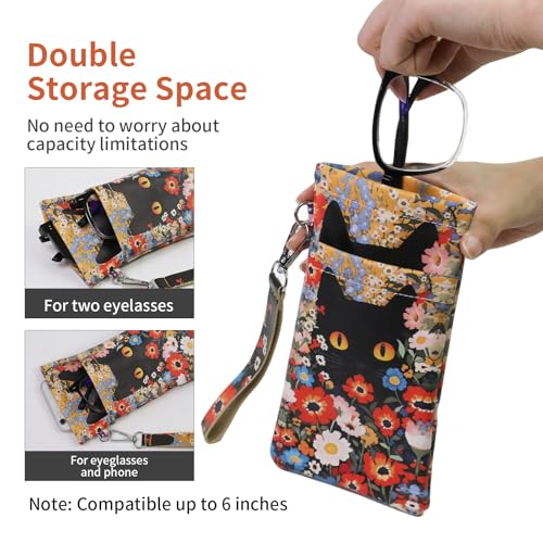 Image of Double Eyeglass Case Soft Dual Glasses Case for Women Men Travel Squeeze Top Sunglasses Cases Eyeglasses Pouch
