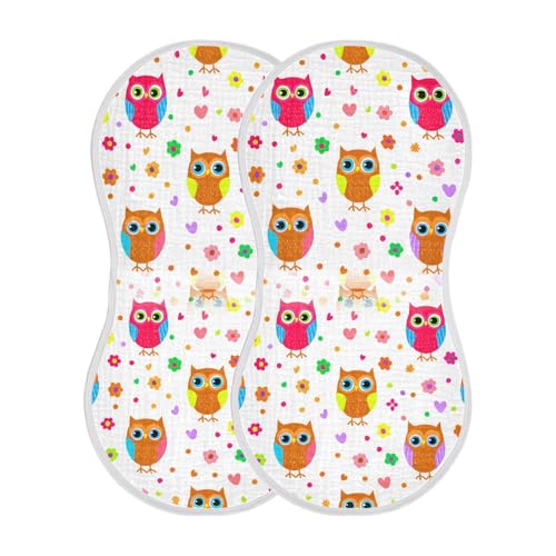 Muslin Baby Burp Cloths Set of 1, Soft Absorbent Whimsical Owls Pattern Cotton Burping Cloth, Milk Spit Up Rags for Newborn Unisex, 22 x 11 Inch2
