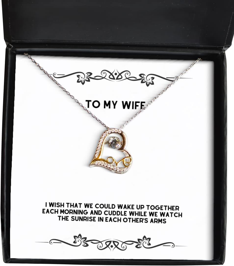 I Wish That we Could Wake up Together Each Morning and Cuddle While we Watch The Love Dancing Necklace, Wife Jewelry, Funny for Wife