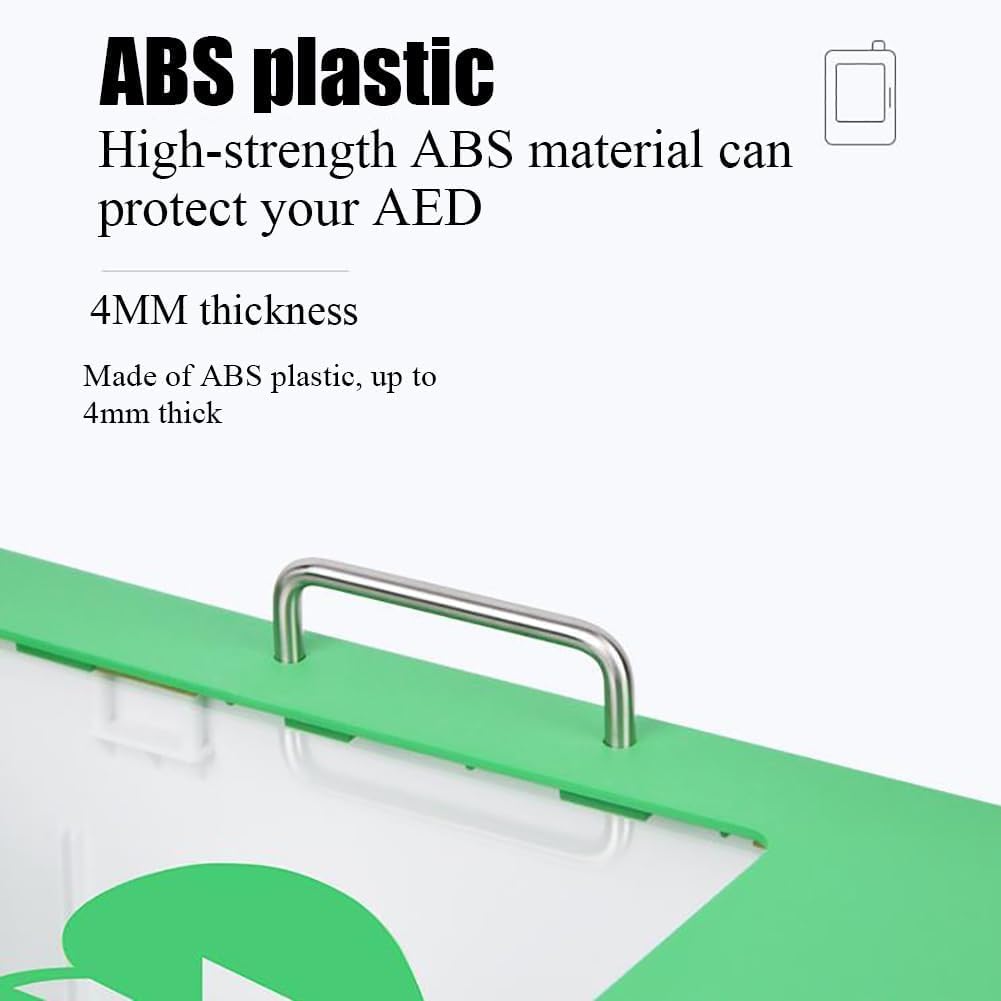 AED-Defibrillator-Schrank, AED-Alarmbox mit abgerundeten Ecken und Edelstahlgriff, transparentem Glasfenster Doppelschaltersteuerung zur Wandmontage