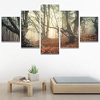 SIGNWIN 5 Panel Canvas Wall Art Modern Art Expressive Forest Multicolor Photography Romantics Scenic for Home Decorations Ready to Hang - 60
