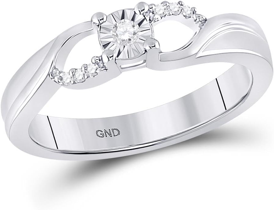 Jewels By Lux Sterling Silver Sterling Silver Womens Round Diamond Solitaire Promise Bridal Engagement Ring 1/20 Cttw Size 7