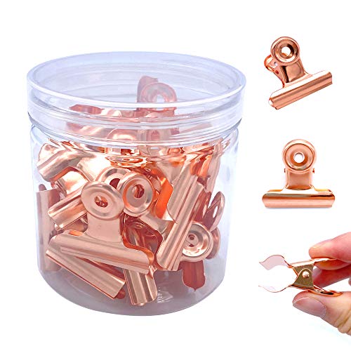 20 Pack 1.5 Inch Rose Gold Chip Bag Clips Food Clips,Bulldog Hinge Clips, Stainless Steel Metal Binder Paper Clips Clamps for Pictures Photos, Food Snack Bags, Home Kitchen, Office Supplies