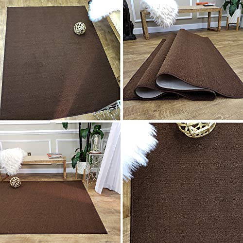 Maxy Home Area Rug 3x5 Solid Brown Rubber Backed Non Slip for Any Room