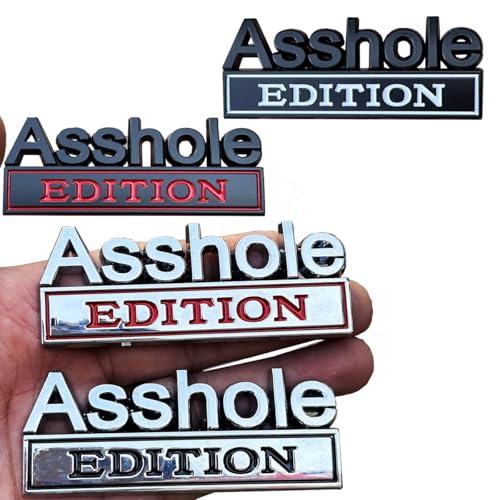 Image of Pair Set Asshole Edition Badge 3D Emblem Fit for Car Truck SUV Side Rear Front Hood Trunk Door Decal Sticker (Black Red)