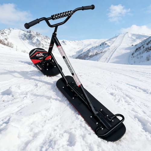 Snow Scooter para Todo Terreno con Diseño de Doble Esquí | Esquís Traseros Giratorios 360° para Giros Ágiles | Estructura de Aluminio Reforzada y Plataforma de Arce para Adolescentes/Adultos