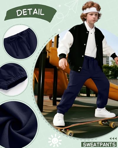 3 Pack Boy's Jogger Sweatpants, Active Athletic Casual Pants Workout Kids Clothes with Pocket and Drawstring4