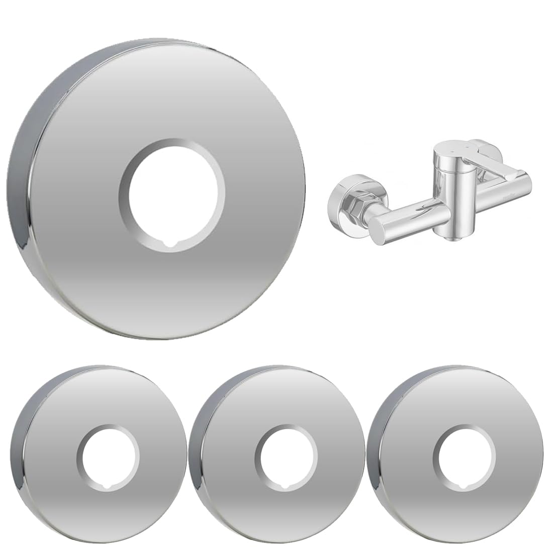 4 Pezzi Rubinetto Rosetta Acciaio Inox (3/4) Ø 27 mm x Ø 80 mm x altezza 25 mm, Finiture Per Rubinetti Doccia E Rubinetto A Parete Acqua Calda (Ø 80 mm x 25 mm altezza)