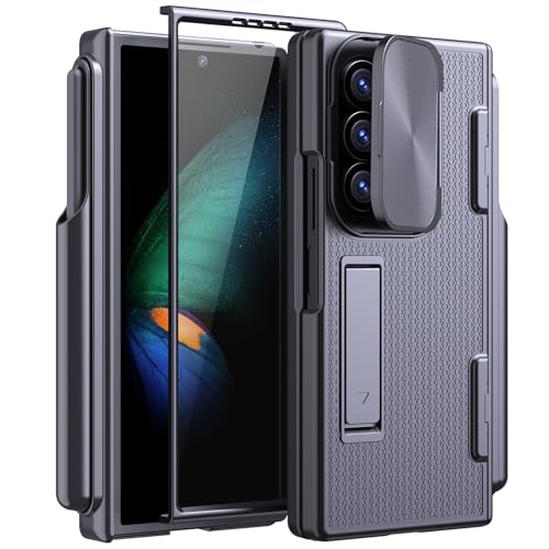 KJSK for Samsung Galaxy Z Fold 6 Case, with S Pen Holder, Built-in Hinge Protection & Screen Protector&Clamshell Camera Cover, Protective case for Z Fold 6(Black)
