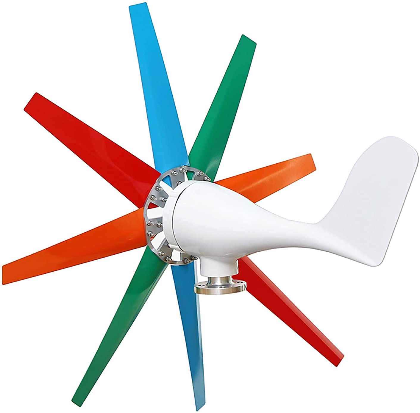 Generador de Viento Horizontal Generador de turbinas de Viento 24V 8 Cuchillas Molino de Viento Carga de turbinas de energía para el hogar Camping Controlador Incorporado, 400w (300w)
