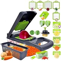 22-in-1 Gemüseschneider Set - Spiralschneider Mit 12 Klingen & 1,2L Behälter, Edelstahl