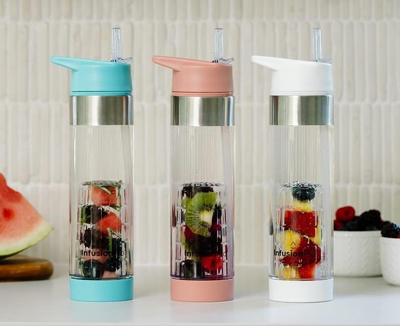 Infusion Pro Fruit Infuser Water Bottle with Straw Lid 24 oz : Flip-Up Straw : Insulated Sleeve & Fruit Infusion Water eBook : Bottom Loading Infuser for More Flavor - Kauai Sunset - Image 8