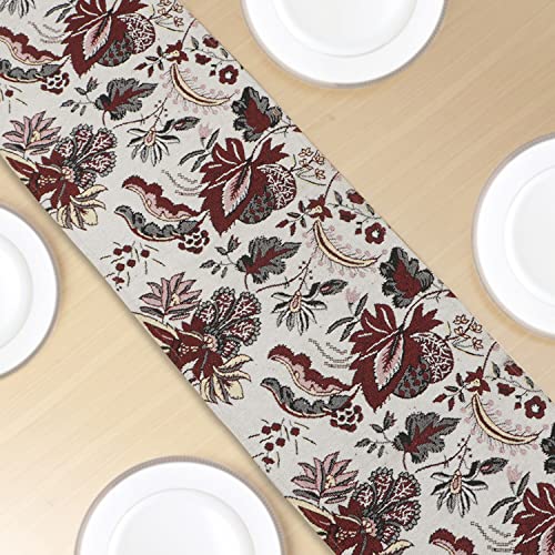Image of HOKIPO Cotton Jacqaurd Table Runner 12x52 Inches (IN-531-D4, White)