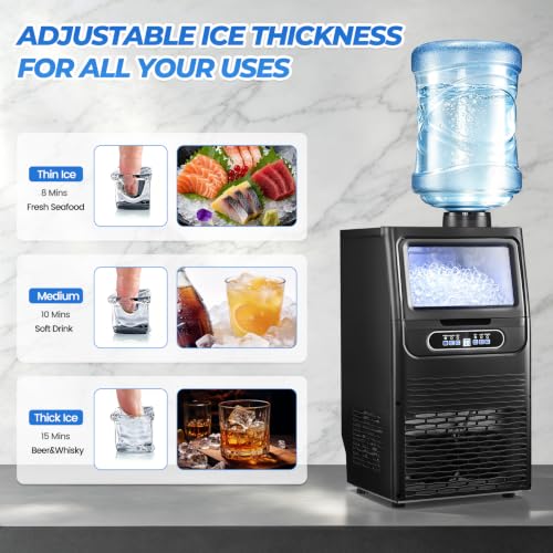 Image of Commercial Ice Maker Machine, 100Lbs /24H with 20lbs Storage Bin