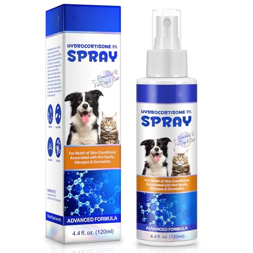 Hydrocortisone Spray for Dogs and Cats, Hot Spot Treatment & Itch Relief Spray for Dogs, Dog Hydrocortisone Sprays Soothes Irritated Dry Itchy Skin, Allergies & Dermatitis - Gentle and Safe, 120ml