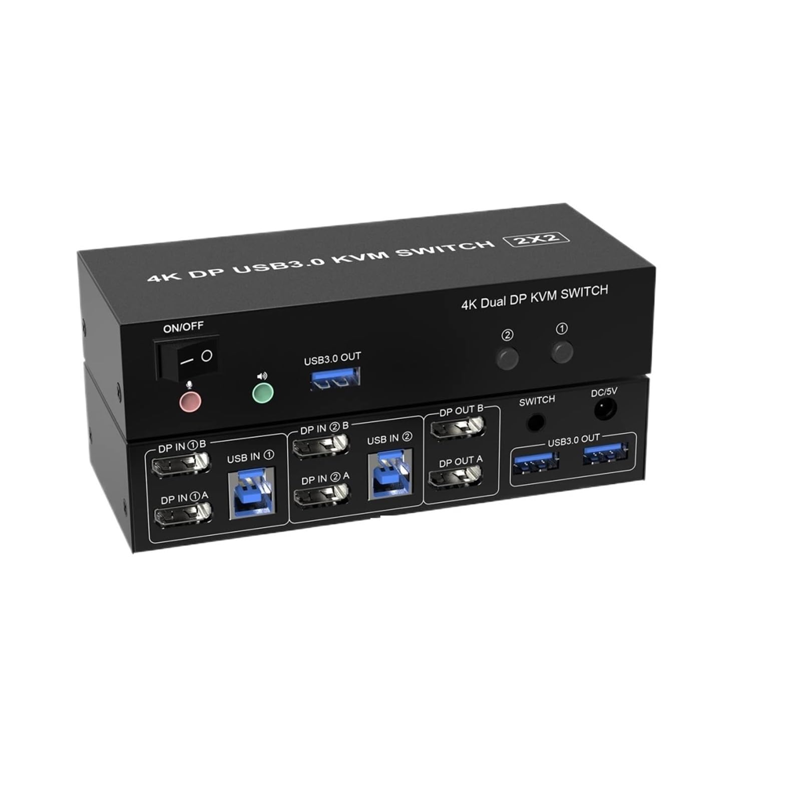 Dual Monitor KVM Switch,DisplayPorts 4K@60Hz DP 1.2 KVM Switch for 2 Computers Share 2 Monitors and 3 USB 3.0 Ports/Audio/Mic(AU Plug Adapter)-image-44