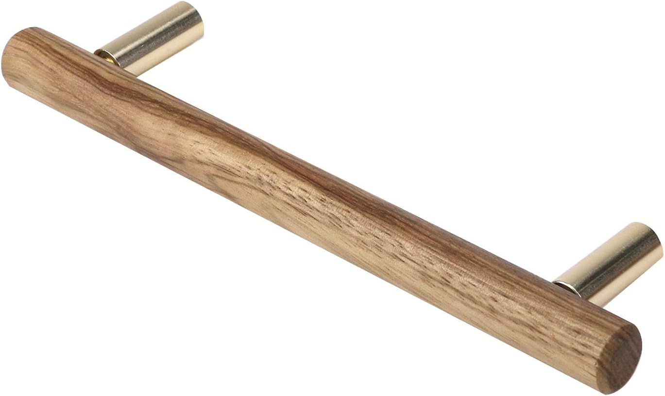 Semetall 4Pcs Wood Drawer Pulls,5 inch Hole Center Pull Handles Wood,Wooden Handles for Dresser Drawers,Cabinets,Kitchen,Wardrobe