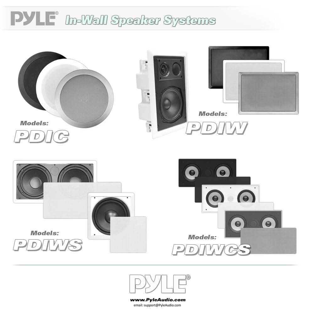 Pyle Haut-Parleur Encastrable Plafond/Mural 20 cm – Enceinte 2 Voies avec Woofer Puissant, Bobine 2,5 cm, Son Stéréo Clair – Système Audio pour Maison, Bureau, Magasin