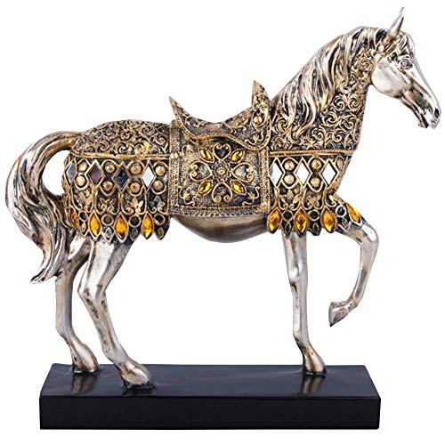 Statue cheval Feng Shui argent pour un cadeau de mariage ou succès