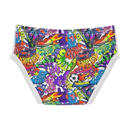 Boys' Exclusive Briefs Toddler Underwear 95% Combed Cotton Boxerbriefs 2T Vivid Graffiti - Style Pattern 902