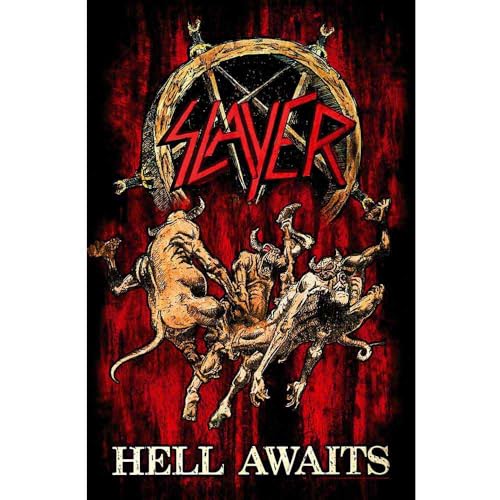 Drapeau textile Slayer Hell Awaits aux finitions soignées 70x106