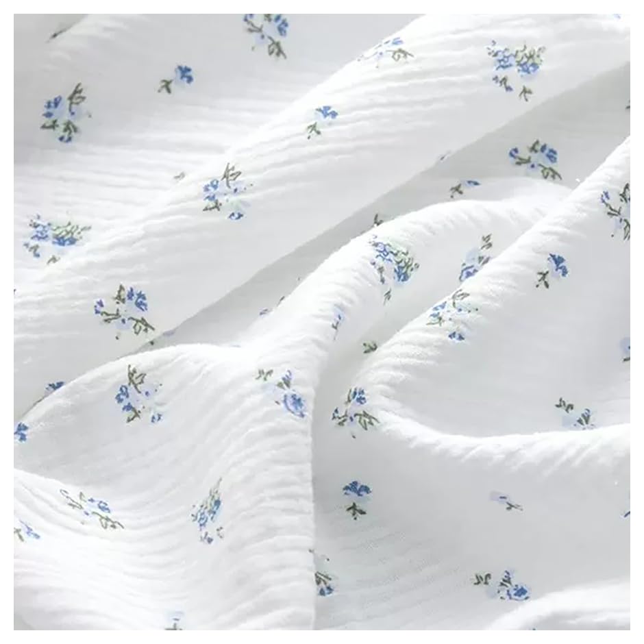 BrightGlow Tela de algodón 100 % algodón, tejido de muselina 17# floral, tela de doble gasa, tela estampada para niños, tela decorativa, tela para disfraces para ropa, decoración, 100 x 130 cm