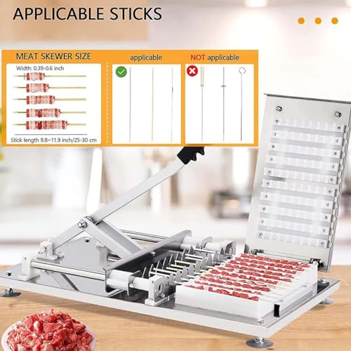 Pincho de carne de acero inoxidable para barbacoa con 10 agujeros, 100 varillas, mango extendido, rodamientos de doble presión para restaurantes y picnics al aire libre