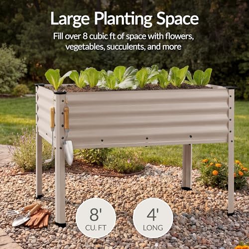 Image of Best Choice Products 48x24x30in Galvanized Raised Garden Bed, Metal Elevated Planter Box, Vegetable Garden for Backyard, Patio, Balcony, 100% Non Toxic Materials - Taupe