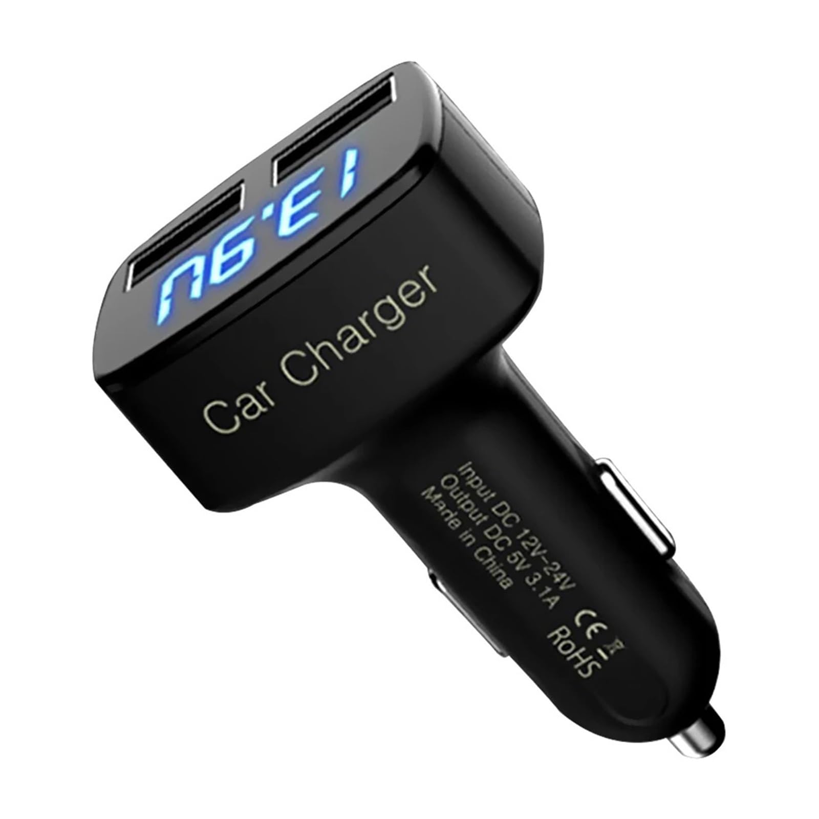 1 szt. ładowarka samochodowa Dual USB 3.1 wyjście ładowarka samochodowa adapter woltomierz, amperomierz, tester akcesoriów samochodowych (niebieski LCD Celsjusza)